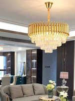 Lustres ronds en métal rustique sur mesure, grand modèle nordique de luxe, luminaires suspendus pour hôtel, salon, plafonniers LED modernes, lustres en cristal
