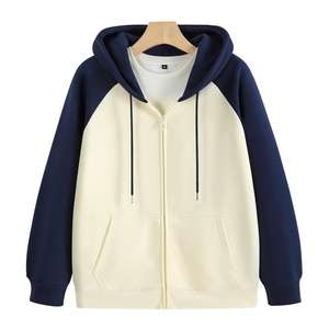 Venta al por mayor de gran tamaño peso pesado en blanco Zip up Hoodie personalizado de alta calidad 100% algodón Tallas grandes Unisex manga raglán cremallera sudaderas con capucha - Product Image 6