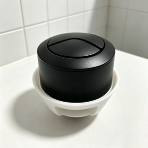 Bouton poussoir double chasse 38 mm pour réservoirs WC à câblage dissimulé, noir mat, design moderne, taille du trou pour toilettes d'hôtel - Product Image 1
