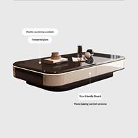 Table basse en marbre ardoise pour salon, design moderne et simple, avec espace de rangement, ensemble meuble TV, aucun assemblage requis