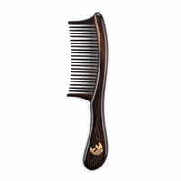 Peigne démêlant artisanal en bois de noyer africain à dents larges avec incrustation de fil de cuivre, idéal pour salons, spas, vente en gros et cadeaux