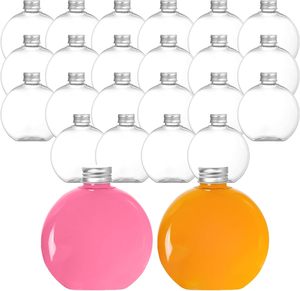 Bouteille plate en PET de 260 ml pour boissons froides, thé, thé aux bulles, soda et bière – Bouchon à vis transparent anti-déversement - Product Image 1