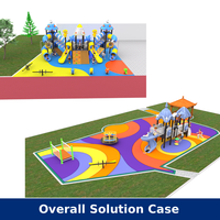 Équipement de terrain de jeux extérieur, château pour enfants, portail, triple toboggan, toboggan en spirale, ensemble de jeux de parc d'attractions
