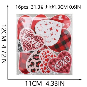 Parches Bordados Personalizados Ecológicos de Tela para San Valentín, Nuevo Diseño Termoadhesivo de Corazón a Cuadros Rojo con Lazo para Gorras y Sudaderas - Product Image 2