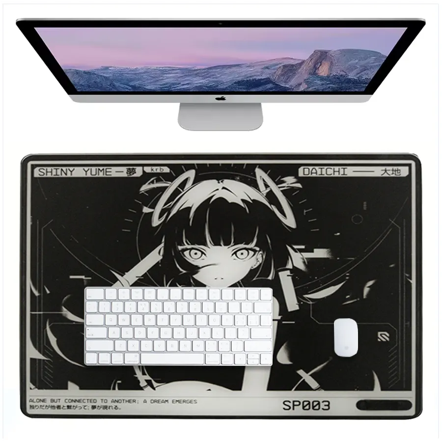 High End PC Gaming Accessories Custom Anime Tempered Glass Mouse And Keyboard Gaming Pads For Gaming Room Setup