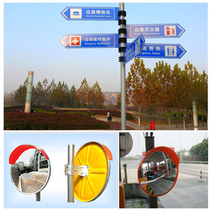 Luxi Wide Angle Mirror Pole Galvanized Steel Outdoor Safety Sign <b>Post</b> Round Convex Mirror <b>Bracket</b> Accessories - Product Image 2