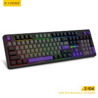 Clavier de jeu mécanique filaire E-YOOSO avec fonctions multimédias, rétroéclairage RVB, 104 touches, structure de clavier à touches interchangeables à chaud