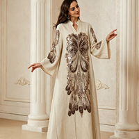 Robe longue élégante de Dubaï pour femmes musulmanes, broderie florale de luxe, kaftan islamique, robe de soirée pour Ramadan et Eid Al Fitr 2026