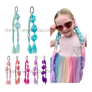 Shinein 20 pouces fait à la main torsion enfants cheveux tresse Ombre <span class=keywords><strong>bleu</strong></span> synthétique queue de <span class=keywords><strong>poney</strong></span> extensions de cheveux pour les enfants - Product Image 3