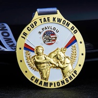 Vente en gros de trophées et médailles en or en métal personnalisés Médaille de karaté de coup de pied de boxe par sublimation Artisanat en métal du fabricant
