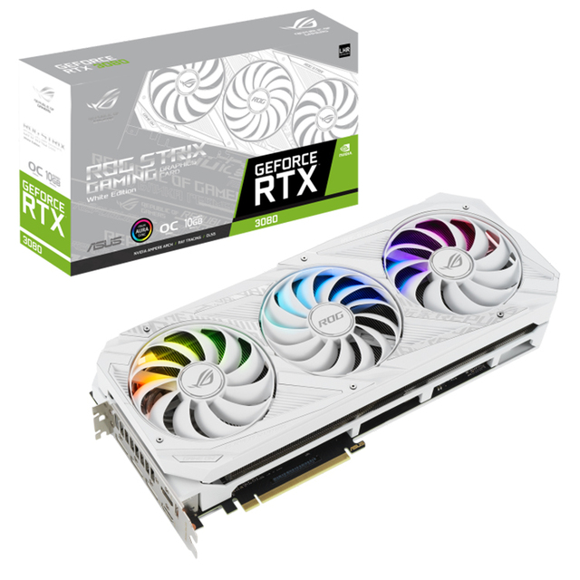 ASUS ROG-STRIX-RTX3080-O10G-WHITE-V2 Used Graphics Card with 10GB GDDR6 Memory NVIDIA GeForce RTX 3080 GPU Video Card