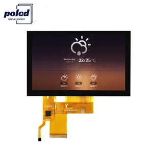 पोलड 5 इंच टैफ्ट ट्रांजेसिव डिस्प्ले 24 बिट आरजीबी इंटरफ़ेस 800*480 आईपीएस दृश्य टच पैनल स्क्रीन