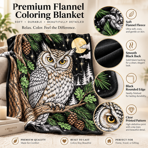 Custom Owl Coloring Blanket Flannel Rectangular Reusable DIY Doodle Blanket For Kids Home Winter Use - Product Image 5