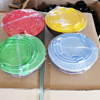 Vente chaude Verre Garder Salade De Fruits Frais Conteneurs De Stockage Des Aliments 5 PCS Bol En Verre Transparent Ensemble avec Couvercle En Plastique Coloré