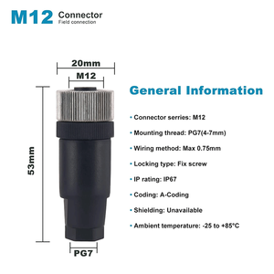 สายเซ็นเซอร์แบบมีซ็อกเก็ตตัวผู้ตัวเมีย M12 IP67 4p 5p พร้อมแผงยึดแบตเตอรี่  ขั้วต่อกันน้ำ M12 แบบติดแผง  ขั้วต่อแผง 4 ขา ขั้วต่อ M12 - Product Image 4