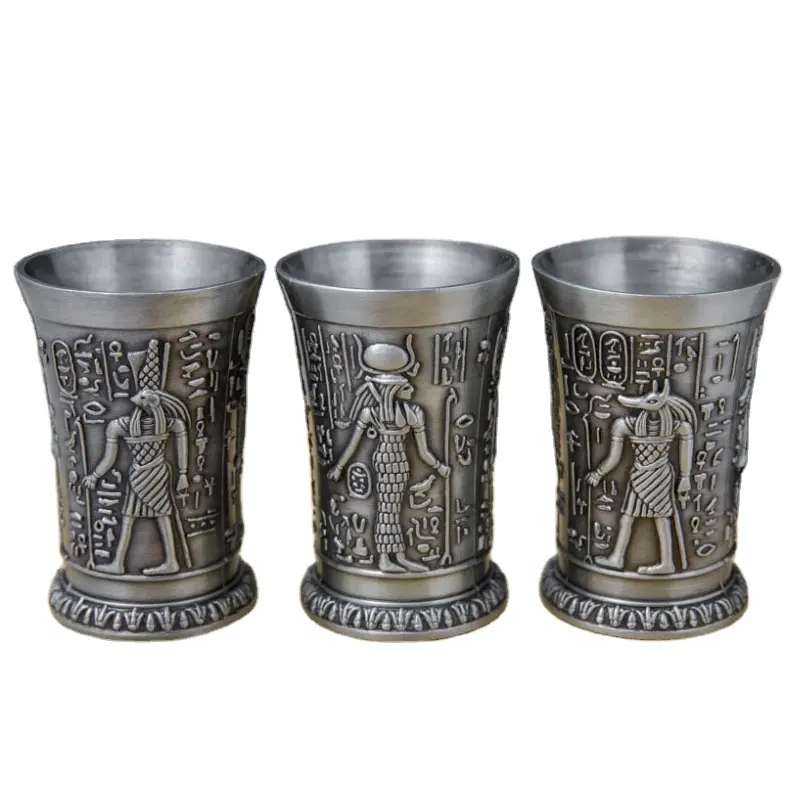 Fantezi antika tarzı mısır firavunu şarap bardağı Metal el sanatları mısır Totem şarap bardağı es benzersiz şarap bardağı