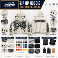 Sweat à capuche zippé personnalisé pour homme, couleur ivoire délavé, avec motif éclaboussures d'encre et œillets métalliques, style streetwear, OEM ODM