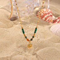 ODM Les Colliers De Haute Qualité Perles Naturelles Or Acier Inoxydable Soleil Pendentifs Pour Collier
