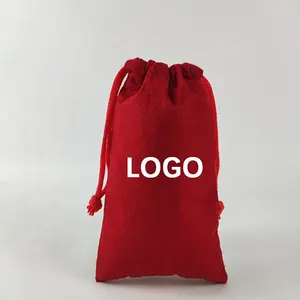 Benutzer definierte Logo gedruckt Baumwolle Kerze Seife Beutel Kordel zug Tasche Hochzeit Gifi Tasche Red Filz Kordel zug Tasche