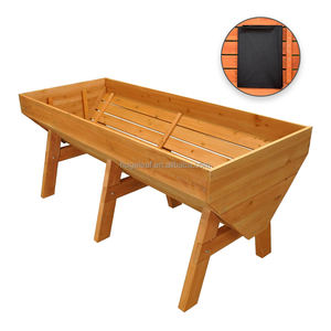 Grand lit de jardin <span class=keywords><strong>surélevé</strong></span> <span class=keywords><strong>en</strong></span> bois naturel à charge élevée avec doublure et pieds - Product Image 1