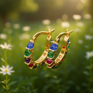 Orecchini a Cerchio E806 in Oro per Donne, Design Geometrico con Zirconi, Gioielli alla Moda per Feste in Lega di Zinco - Product Image 2