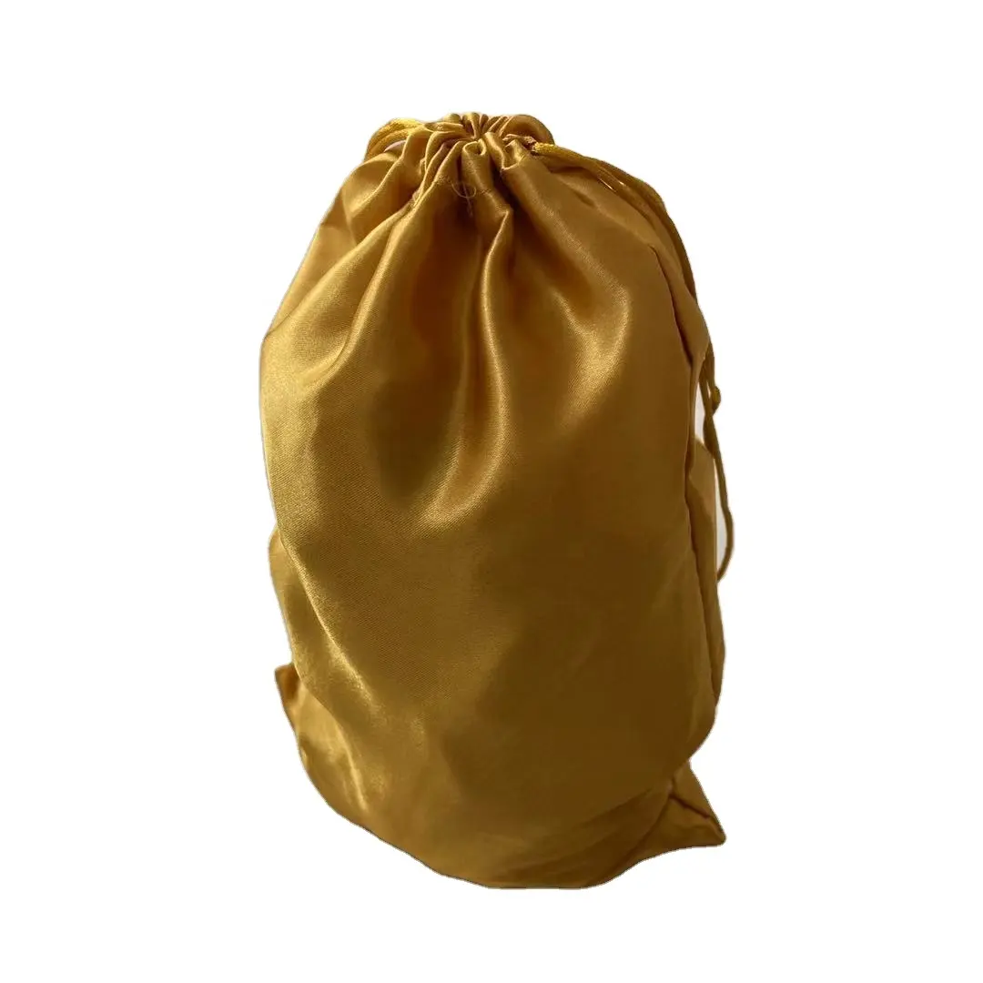Satin-10 tas satin warna emas mewah grosir tas sepatu debu kustom kantung satin sutra