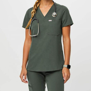 Yüksek elastik çabuk kuru Spandex dokuma Jersey Rayon kadın kısa kollu fırçalayın Set tıbbi cerrahi elbisesi iğne hastaneler - Product Image 4