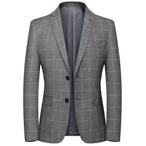 <span class=keywords><strong>Veste</strong></span> à <span class=keywords><strong>carreaux</strong></span> en polyester gris pour hommes Slim Fit <span class=keywords><strong>Veste</strong></span> décontractée pour hommes Costumes et <span class=keywords><strong>blazer</strong></span> pour hommes - Product Image 1