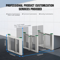 Barrière pivotante HCW en acier inoxydable pour contrôle d'accès, lecteur RFID QR, reconnaissance faciale, anti-collision, moteur sans balais