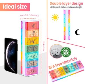 Thêm lớn hai lớp nhựa A-272 hộp thuốc 2 lần hàng ngày AM PM tổ chức hàng tuần dầu cá bổ sung Hộp đựng thuốc - Product Image 5