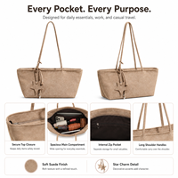 Sac fourre-tout en daim, avec breloque étoile et sangle nouée, fermeture éclair supérieure sécurisée, logo personnalisé multicolore, vente en gros OEM/ODM