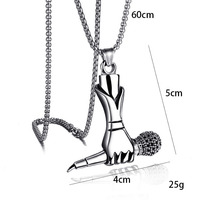 Bijoux de mode unisexe en alliage de zinc hip-hop punk diamant boîte de fiançailles chaîne mini microphone pendentif collier