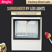 BingHe SMART-03B Mini Vitrine Réfrigérée Commerciale à Température Unique pour Crèmes Glacées, Modèle de Comptoir avec Porte Française, Autocollants Personnalisables Intégrés