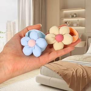 Attaches pour cheveux en forme de fleur pour filles, bandes élastiques en tissu pour queue de cheval, accessoires pour coiffure à usage quotidien - Product Image 1