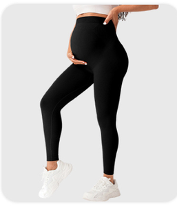 Pantalon de yoga de maternité slim taille haute sans couture, leggings de maternité noirs moulants pour femmes enceintes - Product Image 6