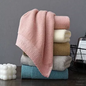 Towel with logo High quality soft 100% cotton towel custom logo Hotel home bamboo face bath towels set