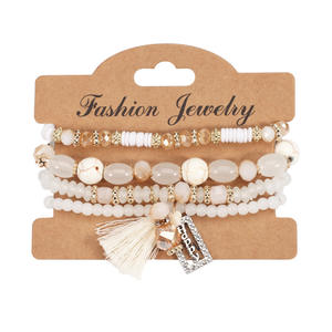 Fashion <b>Beaded</b> <b>Bracelets</b> Set Multilayer Tassel Charm Women's Bohemia Style Gift Jewelry Acrylic Resin Pearl <b>Bracelets</b> - Product Image 6