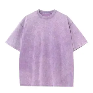 Hip Hop erkekler sıkıntı Unisex siyah boş damla omuz özel toptan yıkanmış T-Shirt boy taş asit yıkama T Shirt