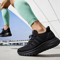Chaussures de course décontractées pour hommes, en tricot, à lacets, antidérapantes, pour la marche en plein air, les trajets en ville, l'entraînement quotidien