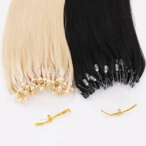 Factory Direct Straight Wholesale Double drawn vigin remy 100% Human hair Micro Loop Ring Hair Extensions