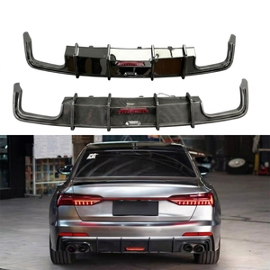 Diffusore Posteriore in ABS Nero Lucido Effetto Fibra di Carbonio con Luce LED per <span class=keywords><strong>Audi</strong></span> <span class=keywords><strong>A6</strong></span> S6 C8 <span class=keywords><strong>2019</strong></span>-2025 - Product Image 1