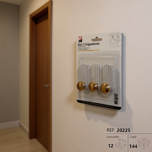 Set 3 Colgadores Transparentes Dorados Para Pared Sin Marca - Product Image 2