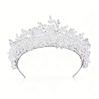 Couronnes de concours élégantes en cristal blanc baroque, diadèmes en zircon, bandeaux de mariée argentés, accessoires de coiffure pour femmes