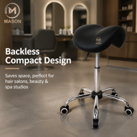 Tabouret de barbier mobile en métal Mason S-105 à dossier haut pour salon de beauté, usage commercial, design moderne
