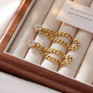 Bijoux de mode tendance pour femmes, style coréen haut de gamme, petites fleurs fraîches, clous d'oreille en forme de poire, chaîne à pampilles, célébrité d'Internet - Product Image 4