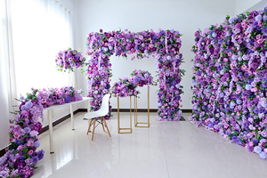 Panneau de fond floral violet lavande L05, rideau enroulable, tapis mural de fleurs artificielles en soie rose lilas pour décoration de mariage - Product Image 2