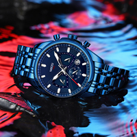 Jam Tangan Quartz NIBOSI 2508 Pria Custom OEM ODM Logo Merek Label Kasual Sederhana Anti Air Bahan Stainless Steel