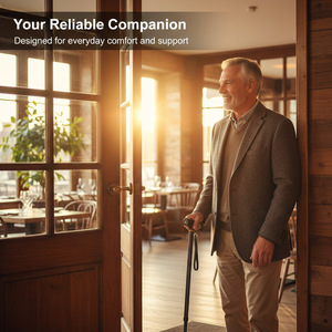 Aluminum Alloy Walking <b>Stick</b> With <b>Light</b> Height Adjustable For Elderly Indoor Outdoor Use - Product Image 4