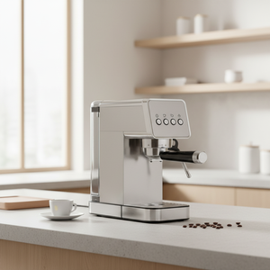Machine à café expresso semi-automatique électrique en acier inoxydable avec logo personnalisé, réservoir <span class=keywords><strong>d</strong></span>'eau amovible de 1,1 L, auto-nettoyante, pour la maison - Product Image 1