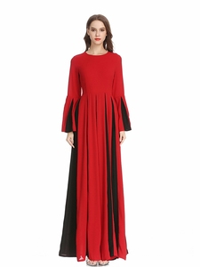 Otoñ<span class=keywords><strong>o</strong></span> vestido de las mujeres empalmado-palabra vestido plisado un montón de Stock - Product Image 6